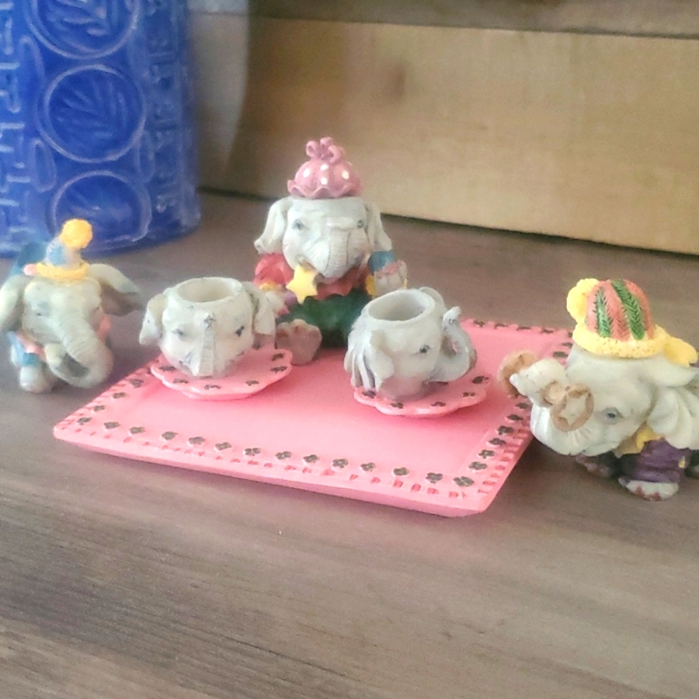 Miniature elephant tea set